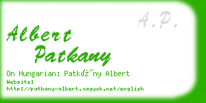 albert patkany business card